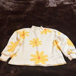 Old Navy White Sweatshirt with Yellow Floral Design